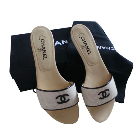 beige chanel mules